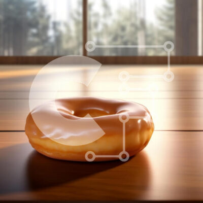 Intra Συλλεκτικό Ξύλινο Παζλ Plywood  4mm - Γυαλισμένο ντόνατ σε ξύλινη επιφάνεια Σε Ξύλινο Κουτί - Διαστάσεις: 10x10 cm – 25 κομμάτια - Image 1