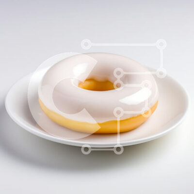 Intra Συλλεκτικό Ξύλινο Παζλ Plywood  4mm - Γυαλισμένο ντόνατ σε λευκό πιάτο Σε Ξύλινο Κουτί - Διαστάσεις: 10x10 cm – 25 κομμάτια - Image 1