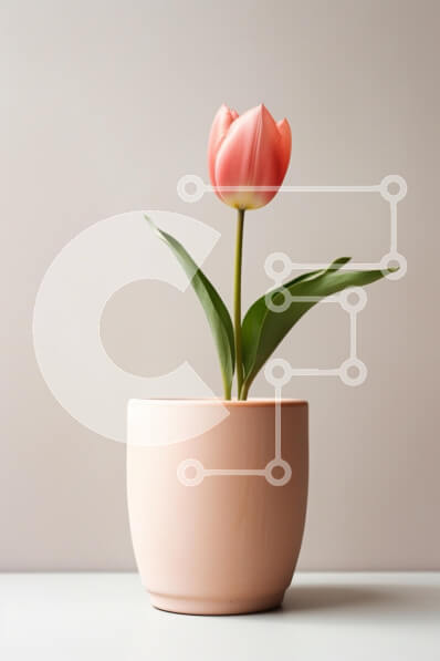 Intra Συλλεκτικό Ξύλινο Παζλ Plywood  4mm - Ροζ τουλίπα σε μοντέρνο δοχείο Σε Ξύλινο Κουτί - Διαστάσεις: 10x10 cm – 25 κομμάτια