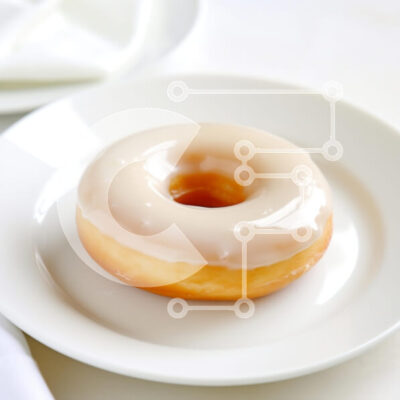 Intra Συλλεκτικό Ξύλινο Παζλ Plywood  4mm - Γυαλισμένο ντόνατ σε λευκό πιάτο Σε Ξύλινο Κουτί - Διαστάσεις: 10x10 cm – 25 κομμάτια - Image 1