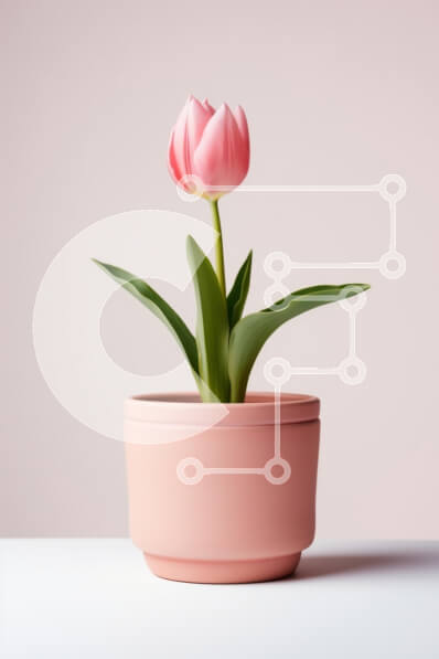 Intra Συλλεκτικό Ξύλινο Παζλ Plywood  4mm - Μονή ροζ τουλίπα σε ροζ γλάστρα Σε Ξύλινο Κουτί - Διαστάσεις: 10x10 cm – 25 κομμάτια