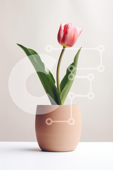 Intra Συλλεκτικό Ξύλινο Παζλ Plywood  4mm - Ροζ τουλίπα σε γλάστρα από τερακότα Σε Ξύλινο Κουτί - Διαστάσεις: 10x10 cm – 25 κομμάτια