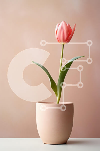 Intra Συλλεκτικό Ξύλινο Παζλ Plywood  4mm - Ροζ τουλίπα σε γλάστρα από τερακότα Σε Ξύλινο Κουτί - Διαστάσεις: 10x10 cm – 25 κομμάτια