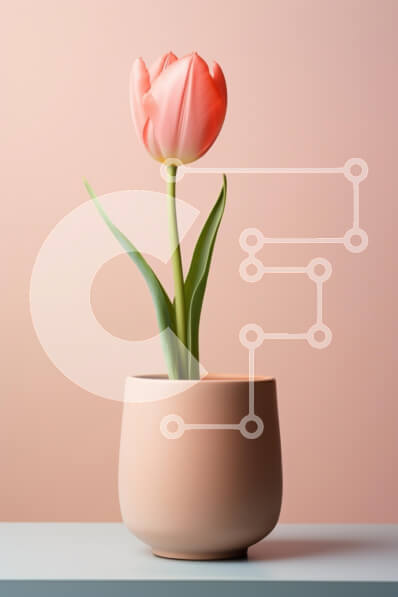 Intra Συλλεκτικό Ξύλινο Παζλ Plywood  4mm - Μονή ροζ τουλίπα σε ροδακινί γλάστρα Σε Ξύλινο Κουτί - Διαστάσεις: 10x10 cm – 25 κομμάτια