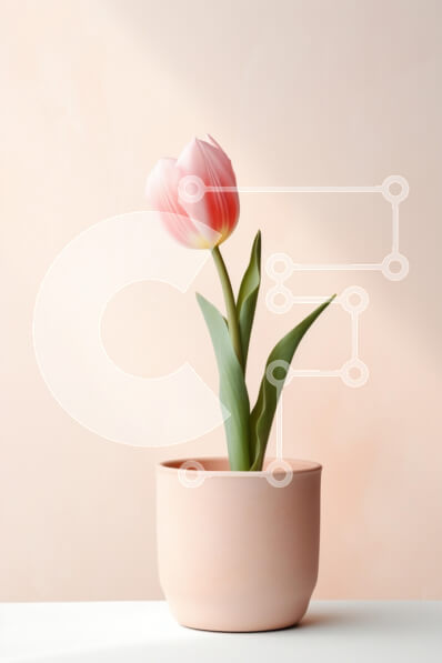 Intra Συλλεκτικό Ξύλινο Παζλ Plywood  4mm - Μονή ροζ τουλίπα σε μινιμαλιστική γλάστρα Σε Ξύλινο Κουτί - Διαστάσεις: 10x10 cm – 25 κομμάτια