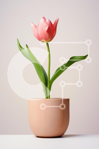 Intra Συλλεκτικό Ξύλινο Παζλ Plywood  4mm - Μονή ροζ τουλίπα σε γλάστρα Σε Ξύλινο Κουτί - Διαστάσεις: 10x10 cm – 25 κομμάτια