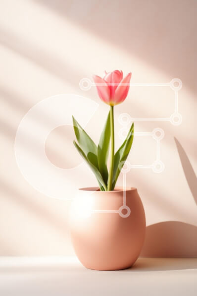 Intra Συλλεκτικό Ξύλινο Παζλ Plywood  4mm - Μονή ροζ τουλίπα σε ροδακινί γλάστρα Σε Ξύλινο Κουτί - Διαστάσεις: 10x10 cm – 25 κομμάτια