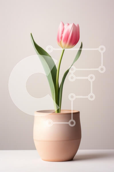 Intra Συλλεκτικό Ξύλινο Παζλ Plywood  4mm - Κομψή ροζ τουλίπα σε μινιμαλιστική γλάστρα Σε Ξύλινο Κουτί - Διαστάσεις: 10x10 cm – 25 κομμάτια