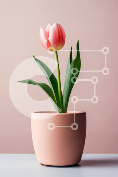 Intra Συλλεκτικό Ξύλινο Παζλ Plywood  4mm - Ροζ τουλίπα σε γλάστρα από τερακότα Σε Ξύλινο Κουτί - Διαστάσεις: 10x10 cm – 25 κομμάτια