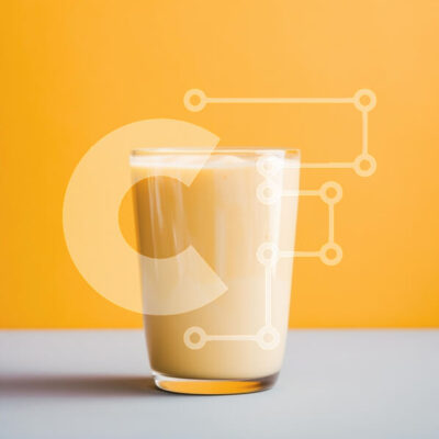 Intra Συλλεκτικό Ξύλινο Παζλ Plywood  4mm - Κρεμώδες ρόφημα σε ποτήρι σε πορτοκαλί φόντο Σε Ξύλινο Κουτί - Διαστάσεις: 10x10 cm – 25 κομμάτια - Image 1