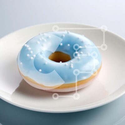 Intra Συλλεκτικό Ξύλινο Παζλ Plywood 4mm - Νόστιμο μπλε παγωμένο ντόνατ στο πιάτο Σε Ξύλινο Κουτί - Διαστάσεις: 10x10 cm – 25 κομμάτια - Image 1