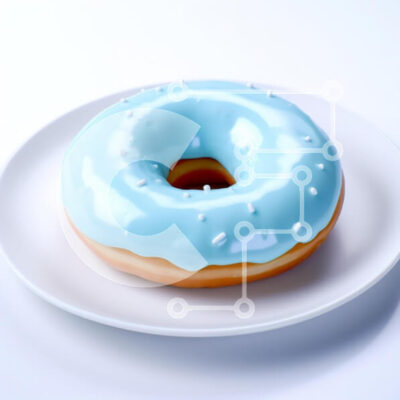 Intra Συλλεκτικό Ξύλινο Παζλ Plywood  4mm - Μπλε παγωμένο ντόνατ σε λευκό πιάτο Σε Ξύλινο Κουτί - Διαστάσεις: 10x10 cm – 25 κομμάτια - Image 1