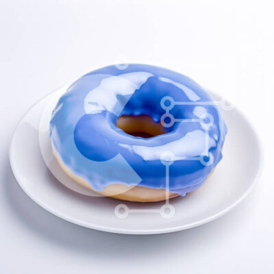 Intra Συλλεκτικό Ξύλινο Παζλ Plywood 4mm - Μπλε γυαλισμένο ντόνατ σε λευκό πιάτο Σε Ξύλινο Κουτί - Διαστάσεις: 10x10 cm – 25 κομμάτια - Image 1