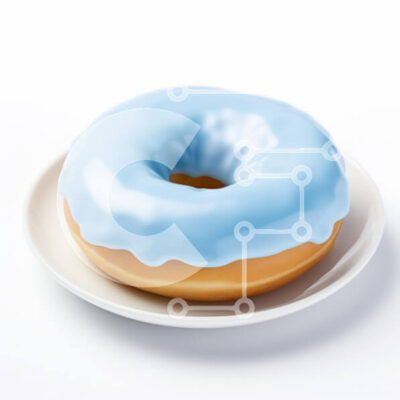 Intra Συλλεκτικό Ξύλινο Παζλ Plywood  4mm - Μπλε παγωμένο ντόνατ σε ένα πιάτο Σε Ξύλινο Κουτί - Διαστάσεις: 10x10 cm – 25 κομμάτια - Image 1