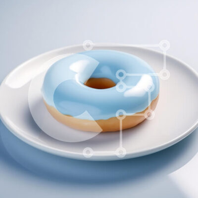 Intra Συλλεκτικό Ξύλινο Παζλ Plywood  4mm - Μπλε παγωμένο ντόνατ σε λευκό πιάτο Σε Ξύλινο Κουτί - Διαστάσεις: 10x10 cm – 25 κομμάτια - Image 1