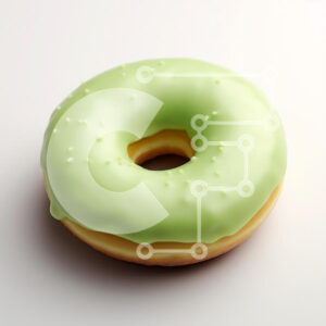 Intra Συλλεκτικό Ξύλινο Παζλ Plywood  4mm - Πράσινο παγωμένο ντόνατ σε άσπρο φόντο Σε Ξύλινο Κουτί - Διαστάσεις: 10x10 cm – 25 κομμάτια