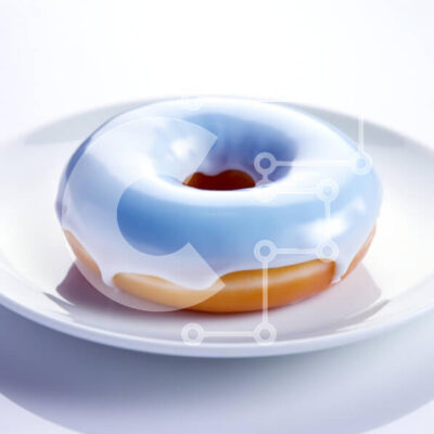 Intra Συλλεκτικό Ξύλινο Παζλ Plywood  4mm - Ανοιχτό μπλε παγωμένο ντόνατ σε λευκό πιάτο Σε Ξύλινο Κουτί - Διαστάσεις: 10x10 cm – 25 κομμάτια - Image 1