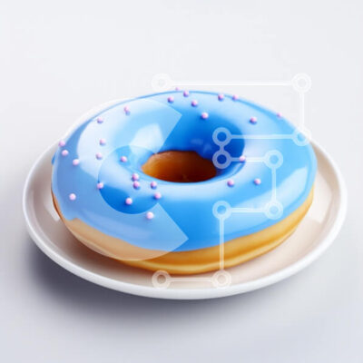 Intra Συλλεκτικό Ξύλινο Παζλ Plywood  4mm - Μπλε παγωμένο ντόνατ με ψεκασμούς σε ένα πιάτο Σε Ξύλινο Κουτί - Διαστάσεις: 10x10 cm – 25 κομμάτια - Image 1