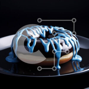 Intra Συλλεκτικό Ξύλινο Παζλ Plywood  4mm - Σοκολάτα και μπλε παγωμένο ντόνατ Σε Ξύλινο Κουτί - Διαστάσεις: 10x10 cm – 25 κομμάτια