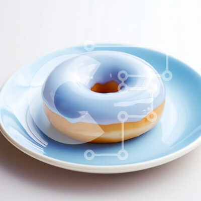 Intra Συλλεκτικό Ξύλινο Παζλ Plywood  4mm - Μπλε παγωμένο ντόνατ σε ανοιχτό μπλε πιάτο Σε Ξύλινο Κουτί - Διαστάσεις: 10x10 cm – 25 κομμάτια - Image 1