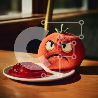 Intra Συλλεκτικό Ξύλινο Παζλ Plywood  4mm - Λούτρινο παιχνίδι Angry Tomato με κέτσαπ Σε Ξύλινο Κουτί - Διαστάσεις: 10x10 cm – 25 κομμάτια - Image 1