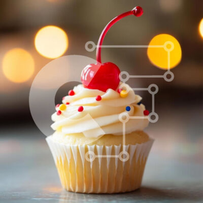 Intra Συλλεκτικό Ξύλινο Παζλ Plywood  4mm - Cupcake με κεράσι από πάνω Σε Ξύλινο Κουτί - Διαστάσεις: 10x10 cm – 25 κομμάτια - Image 1