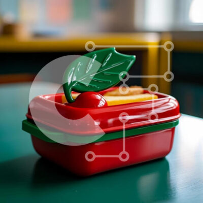 Intra Συλλεκτικό Ξύλινο Παζλ Plywood  4mm - Παιχνιδιάρικο κουτί γεύματος σε σχήμα κερασιού σε πράσινο τραπέζι Σε Ξύλινο Κουτί - Διαστάσεις: 10x10 cm – 25 κομμάτια - Image 1