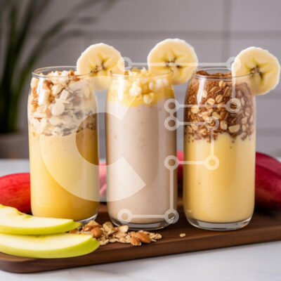 Intra Συλλεκτικό Ξύλινο Παζλ Plywood  4mm - Τρία πολύχρωμα smoothies σε ξύλινη πιατέλα Σε Ξύλινο Κουτί - Διαστάσεις: 10x10 cm – 25 κομμάτια - Image 1