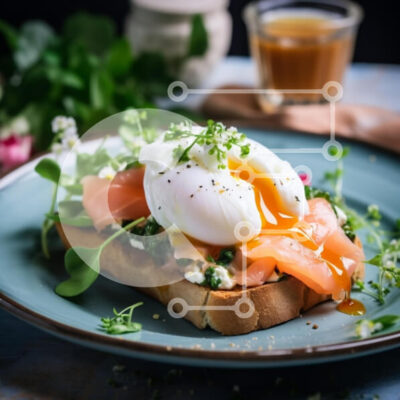 Intra Συλλεκτικό Ξύλινο Παζλ Plywood  4mm - Γκουρμέ τοστ με αυγό ποσέ και καπνιστό σολομό Σε Ξύλινο Κουτί - Διαστάσεις: 10x10 cm – 25 κομμάτια - Image 1