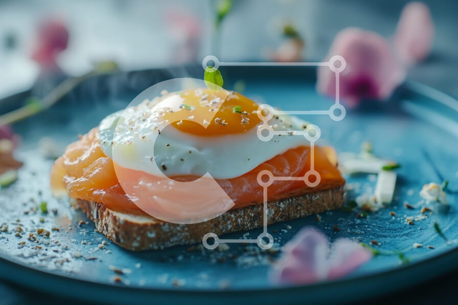 Intra Συλλεκτικό Ξύλινο Παζλ Plywood  4mm - Τοστ καπνιστού σολομού με τηγανητό αυγό Σε Ξύλινο Κουτί - Διαστάσεις: 10x10 cm – 25 κομμάτια