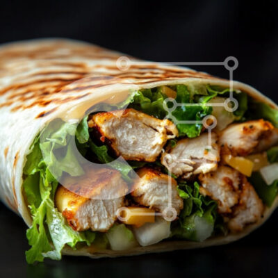 Intra Συλλεκτικό Ξύλινο Παζλ Plywood 4mm - Ψητό περιτύλιγμα κοτόπουλου με φρέσκα λαχανικά Σε Ξύλινο Κουτί - Διαστάσεις: 10x10 cm – 25 κομμάτια - Image 1