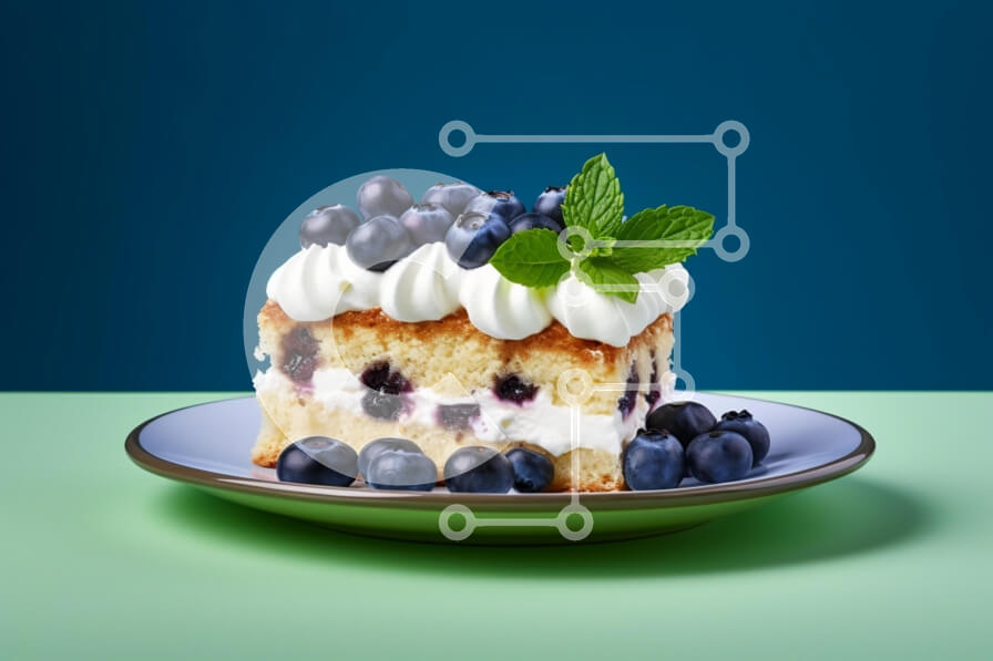 Intra Συλλεκτικό Ξύλινο Παζλ Plywood  4mm - Φέτα κέικ βατόμουρου με φρέσκα φρούτα και μέντα Σε Ξύλινο Κουτί - Διαστάσεις: 10x10 cm – 25 κομμάτια