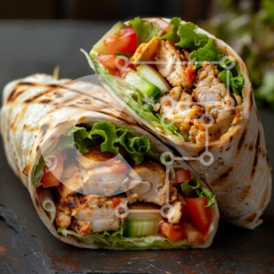 Intra Συλλεκτικό Ξύλινο Παζλ Plywood  4mm - Νόστιμο περιτύλιγμα κοτόπουλου με φρέσκα υλικά Σε Ξύλινο Κουτί - Διαστάσεις: 10x10 cm – 25 κομμάτια - Image 1