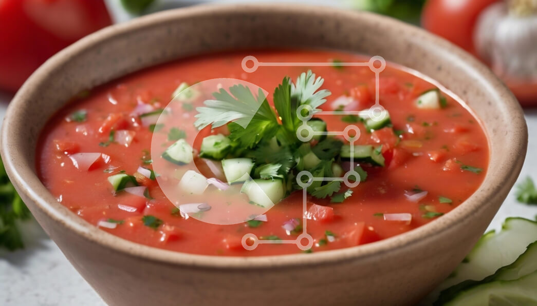 Intra Συλλεκτικό Ξύλινο Παζλ Plywood  4mm - Σούπα φρέσκιας ντομάτας με γαρνιτούρες Σε Ξύλινο Κουτί - Διαστάσεις: 10x10 cm – 25 κομμάτια