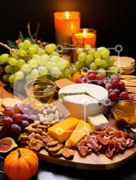 Intra Συλλεκτικό Ξύλινο Παζλ Plywood  4mm - Πίνακας τυριών και αλλαντικών με εποχιακές πινελιές Σε Ξύλινο Κουτί - Διαστάσεις: 10x10 cm – 25 κομμάτια