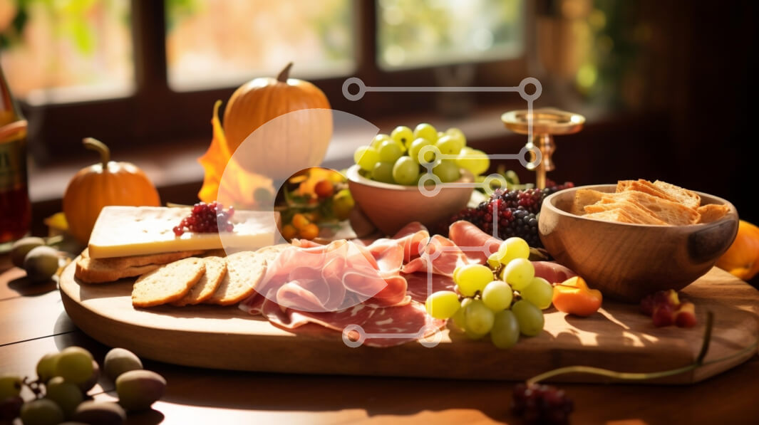 Intra Συλλεκτικό Ξύλινο Παζλ Plywood  4mm - Φθινοπωρινός πίνακας αλλαντικών Σε Ξύλινο Κουτί - Διαστάσεις: 10x10 cm – 25 κομμάτια