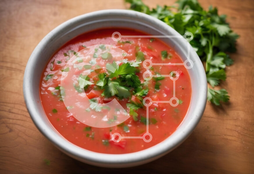 Intra Συλλεκτικό Ξύλινο Παζλ Plywood  4mm - Μπολ ντοματόσουπα με κόλιανδρο Σε Ξύλινο Κουτί - Διαστάσεις: 10x10 cm – 25 κομμάτια