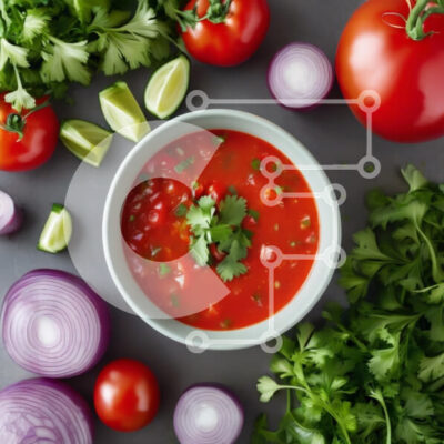 Intra Συλλεκτικό Ξύλινο Παζλ Plywood  4mm - Σούπα φρέσκιας ντομάτας με υλικά Σε Ξύλινο Κουτί - Διαστάσεις: 10x10 cm – 25 κομμάτια - Image 1