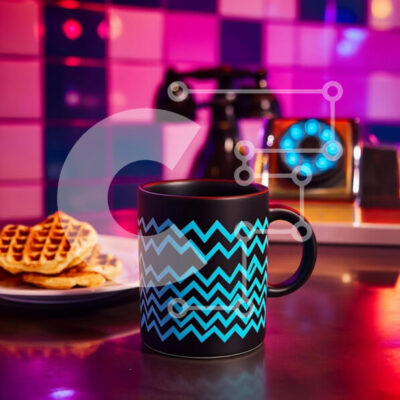 Intra Συλλεκτικό Ξύλινο Παζλ Plywood  4mm - Κομψή κούπα με βάφλες και ρετρό φόντο Σε Ξύλινο Κουτί - Διαστάσεις: 10x10 cm – 25 κομμάτια - Image 1