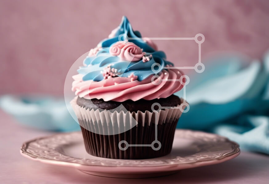 Intra Συλλεκτικό Ξύλινο Παζλ Plywood  4mm - Υπέροχα διακοσμημένο cupcake με ροζ και μπλε παγέτα Σε Ξύλινο Κουτί - Διαστάσεις: 10x10 cm – 25 κομμάτια