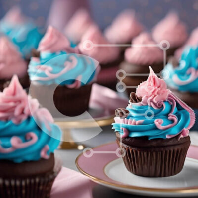 Intra Συλλεκτικό Ξύλινο Παζλ Plywood  4mm - Διακοσμημένα cupcakes με ροζ και μπλε παγετό Σε Ξύλινο Κουτί - Διαστάσεις: 10x10 cm – 25 κομμάτια - Image 1