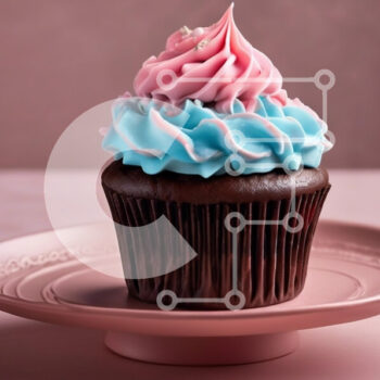 Intra Συλλεκτικό Ξύλινο Παζλ Plywood  4mm - Cupcake σοκολάτας με ροζ και μπλε παγετό Σε Ξύλινο Κουτί - Διαστάσεις: 10x10 cm – 25 κομμάτια - Image 1