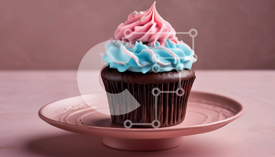 Intra Συλλεκτικό Ξύλινο Παζλ Plywood  4mm - Cupcake σοκολάτας με ροζ και μπλε παγετό Σε Ξύλινο Κουτί - Διαστάσεις: 10x10 cm – 25 κομμάτια - Image 1