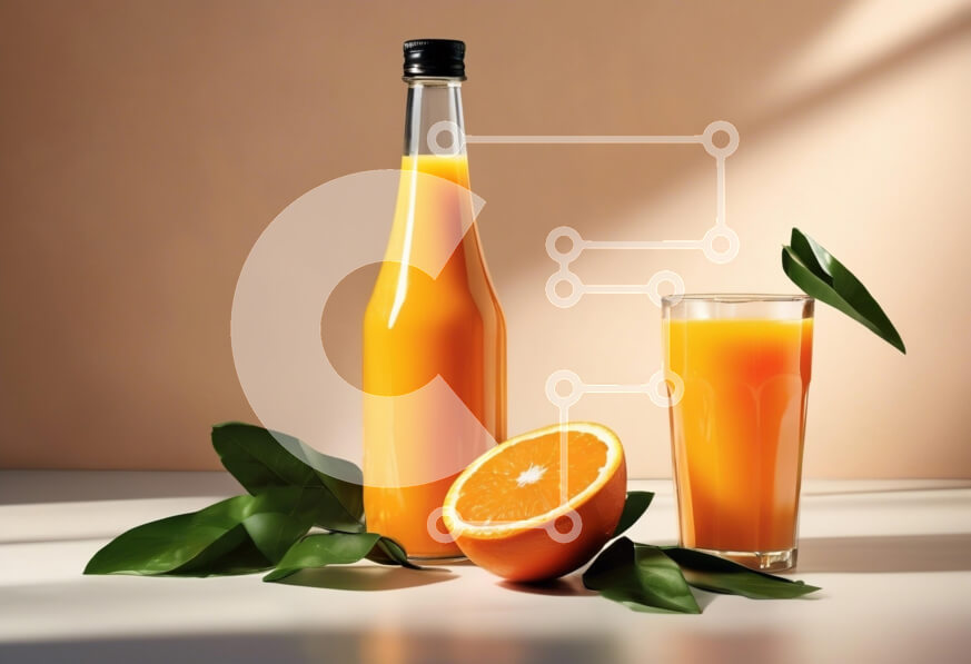 Intra Συλλεκτικό Ξύλινο Παζλ Plywood  4mm - Φρέσκος χυμός πορτοκαλιού με μισοκομμένο πορτοκάλι και φύλλα Σε Ξύλινο Κουτί - Διαστάσεις: 10x10 cm – 25 κομμάτια