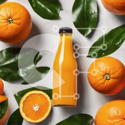 Intra Συλλεκτικό Ξύλινο Παζλ Plywood 4mm - Φρέσκος χυμός πορτοκαλιού με πορτοκάλια και φύλλα Σε Ξύλινο Κουτί - Διαστάσεις: 10x10 cm – 25 κομμάτια - Image 1