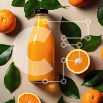 Intra Συλλεκτικό Ξύλινο Παζλ Plywood  4mm - Φρέσκος χυμός πορτοκαλιού με πορτοκάλια και φύλλα Σε Ξύλινο Κουτί - Διαστάσεις: 10x10 cm – 25 κομμάτια - Image 1