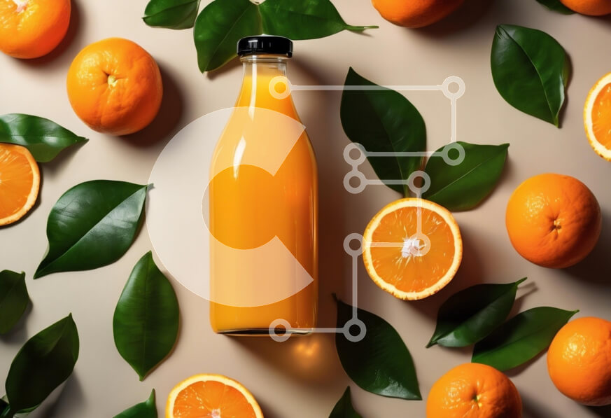 Intra Συλλεκτικό Ξύλινο Παζλ Plywood  4mm - Φρέσκος χυμός πορτοκαλιού με πορτοκάλια και φύλλα Σε Ξύλινο Κουτί - Διαστάσεις: 10x10 cm – 25 κομμάτια