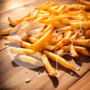 Intra Συλλεκτικό Ξύλινο Παζλ Plywood  4mm - Χρυσές τηγανιτές πατάτες σε ξύλινη επιφάνεια Σε Ξύλινο Κουτί - Διαστάσεις: 10x10 cm – 25 κομμάτια - Image 1