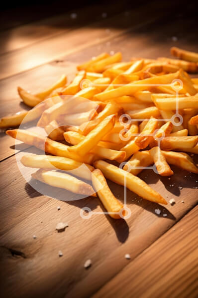 Intra Συλλεκτικό Ξύλινο Παζλ Plywood  4mm - Χρυσές τηγανιτές πατάτες σε ξύλινη επιφάνεια Σε Ξύλινο Κουτί - Διαστάσεις: 10x10 cm – 25 κομμάτια