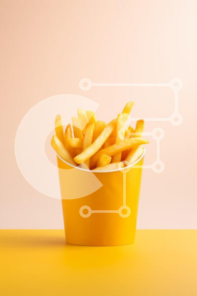 Intra Συλλεκτικό Ξύλινο Παζλ Plywood  4mm - Κίτρινο δοχείο με τηγανιτές πατάτες Σε Ξύλινο Κουτί - Διαστάσεις: 10x10 cm – 25 κομμάτια